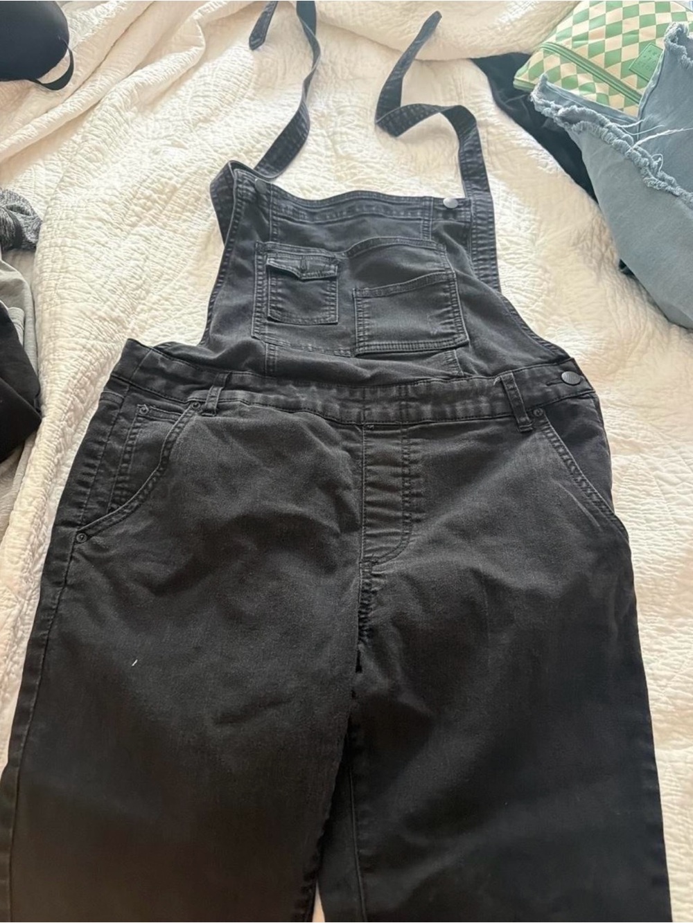 Free People Black Denim Overalls Jumpsuit